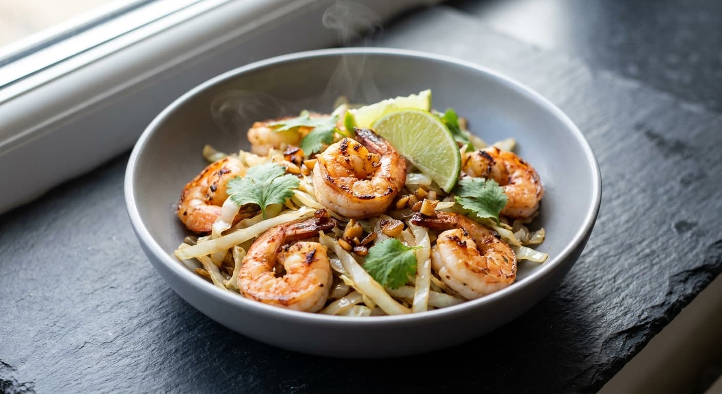 Garlic Shrimp with Cabbage