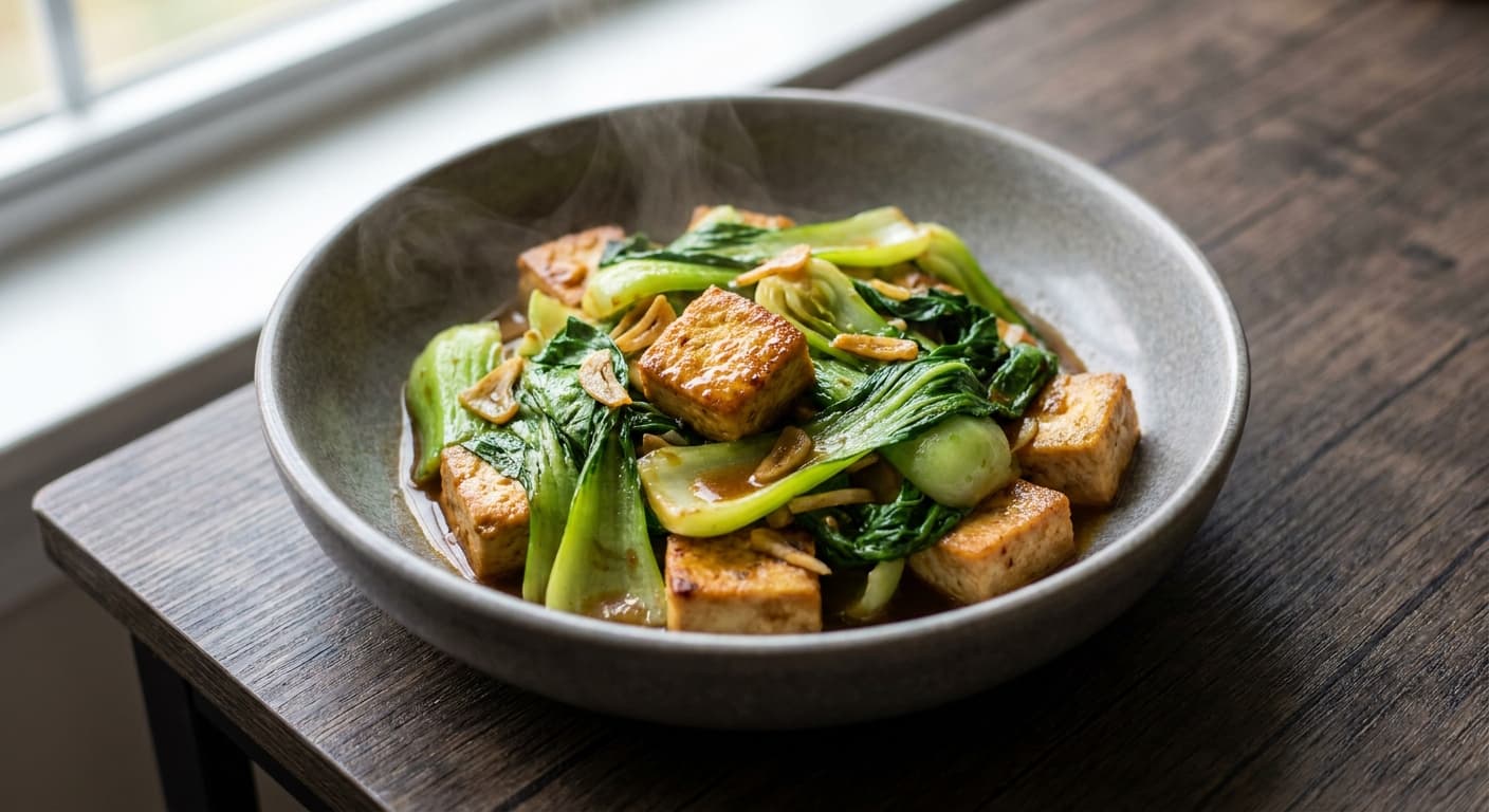 Garlic Tofu and Bok Choy Stir-Fry
