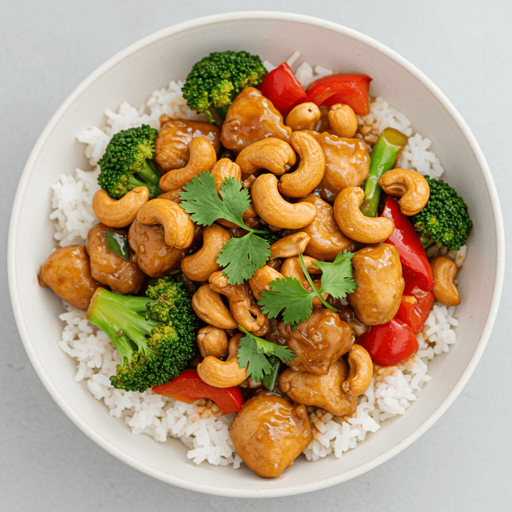 Golden Cashew Chicken & Rice Bowl
