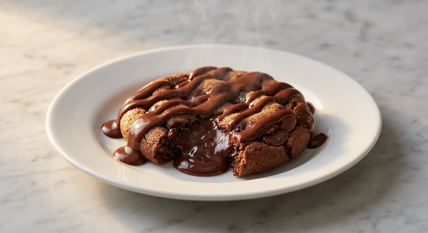 Gooey Chocolate Cookie with Chocolate Sauce