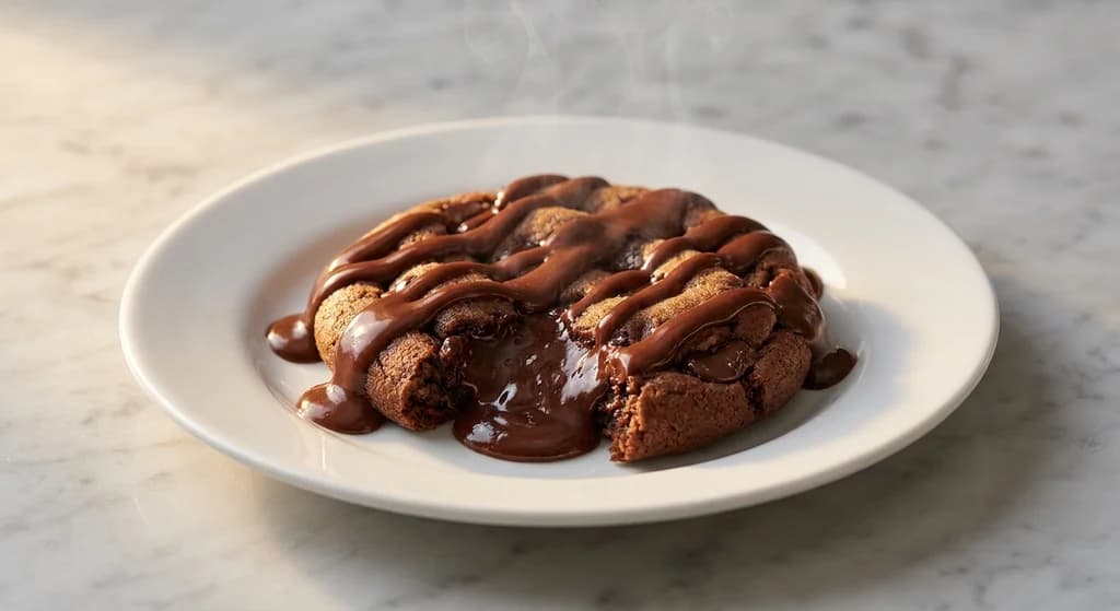 Gooey Chocolate Cookie with Chocolate Sauce