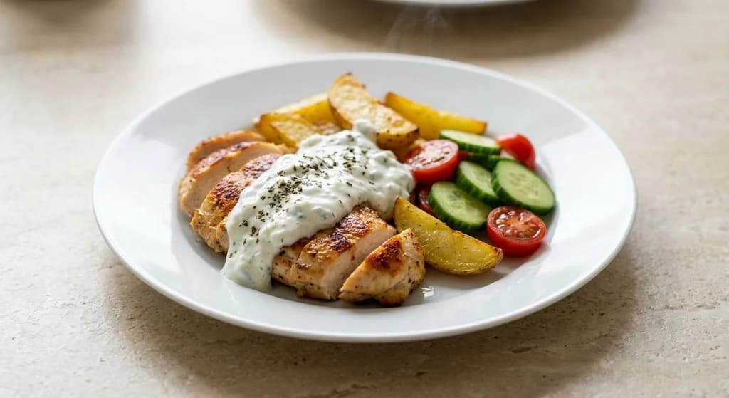 Greek Chicken with Potatoes and Tzatziki