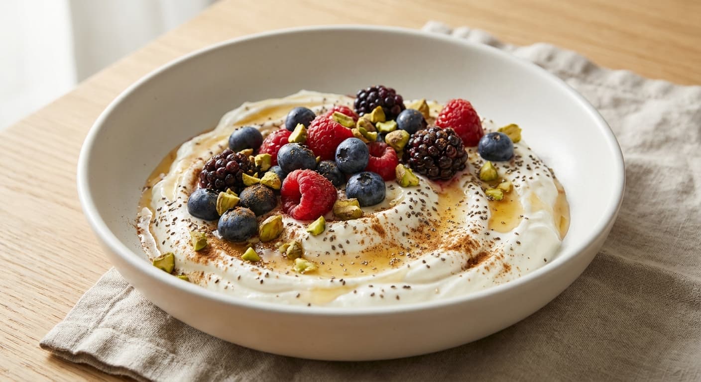 Greek Yogurt Berry Bowl with Pistachios