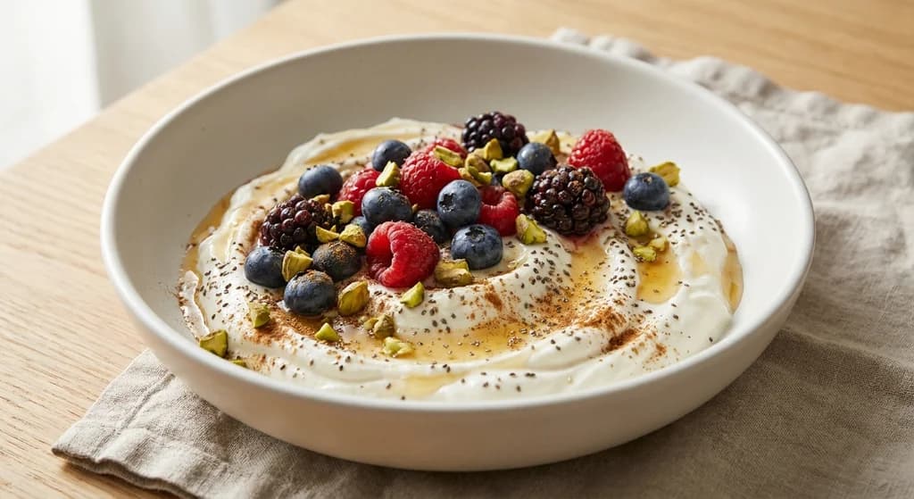 Greek Yogurt Berry Bowl with Pistachios