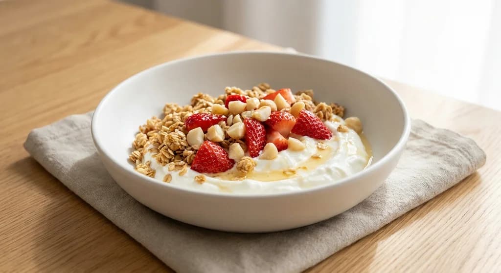 Greek Yogurt with Granola and Macadamias
