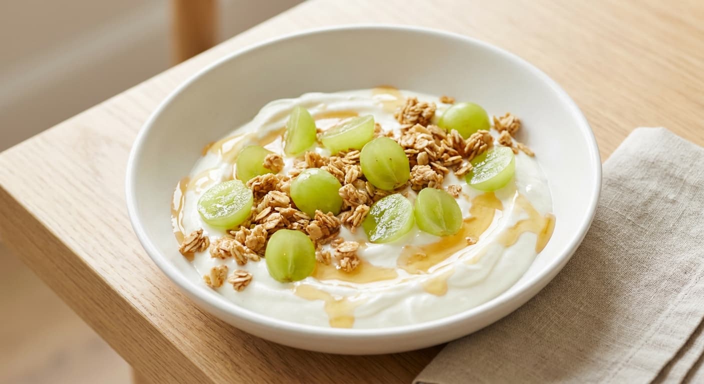 Greek Yogurt with Green Grapes and Granola