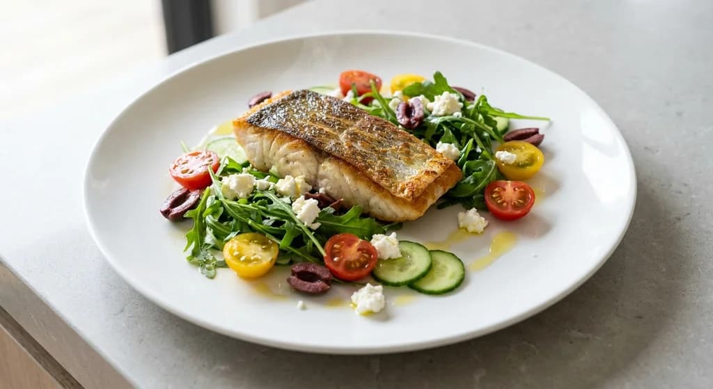 Grilled Barramundi with Mediterranean Salad