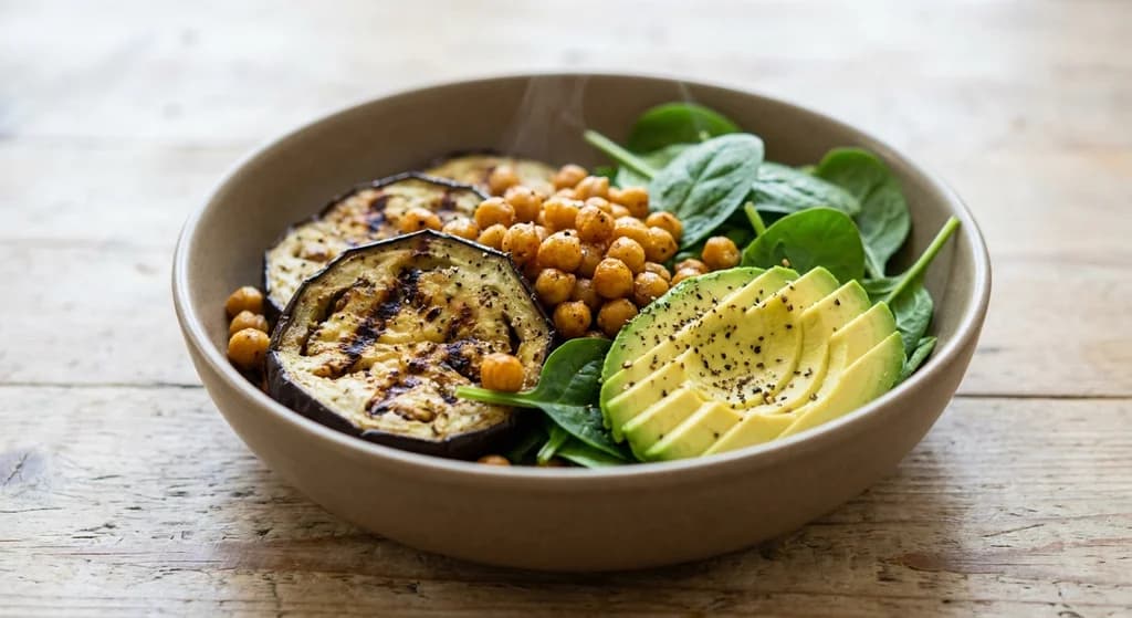 Grilled Eggplant & Chickpea Bowl