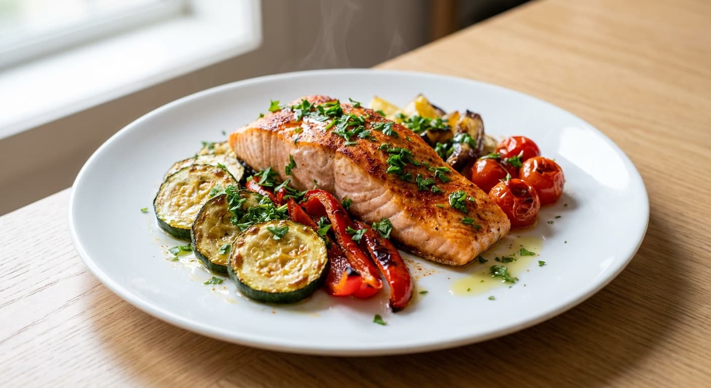 Grilled Salmon with Roasted Vegetables