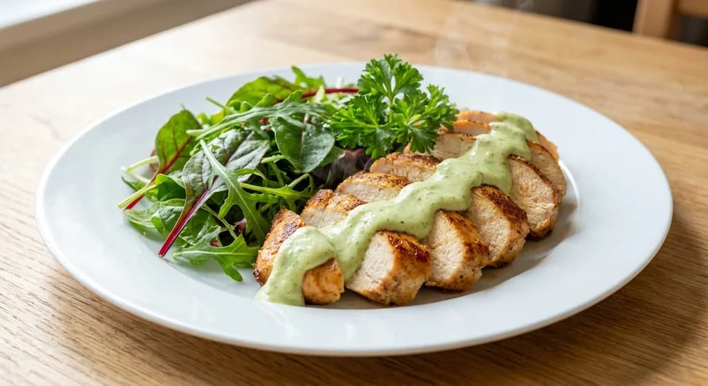 Herb Chicken with Creamy Avocado Lime Sauce