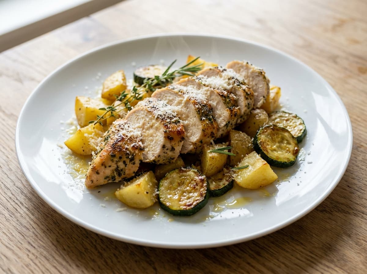 Herb Chicken with Sautéed Potatoes and Zucchini