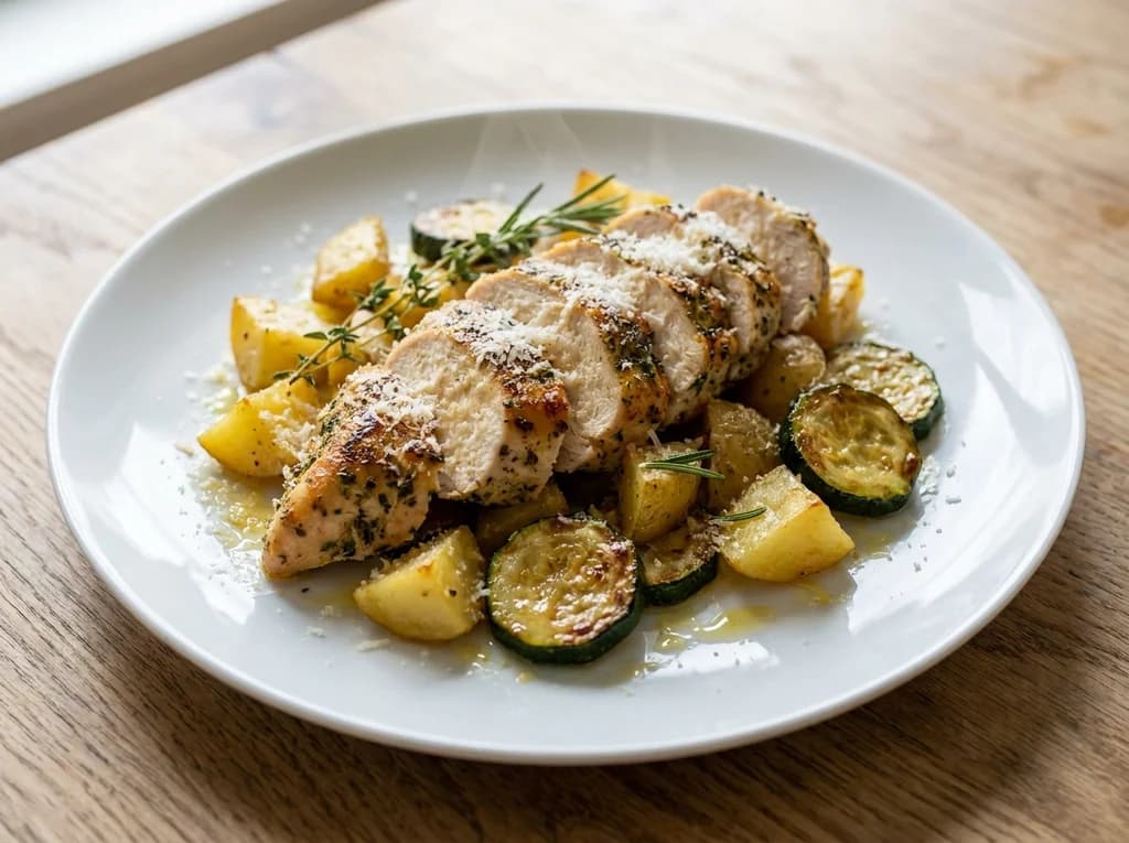 Herb Chicken with Sautéed Potatoes and Zucchini