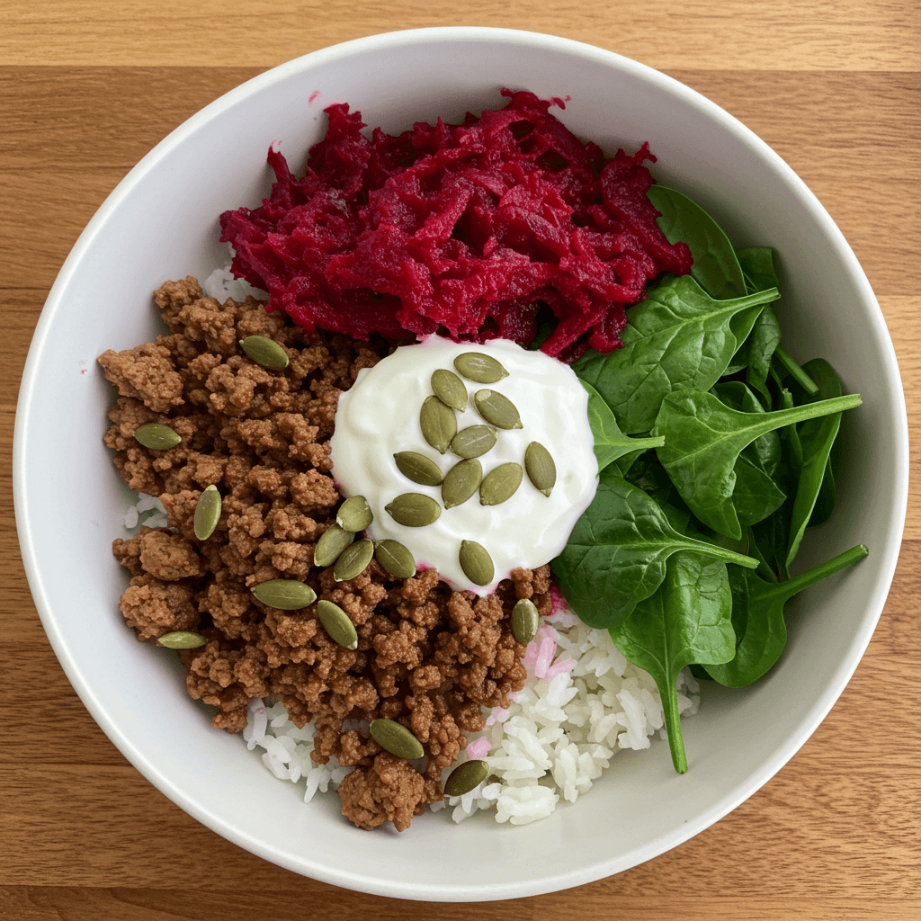 High-Protein Aussie Beef & Beetroot Power Bowl