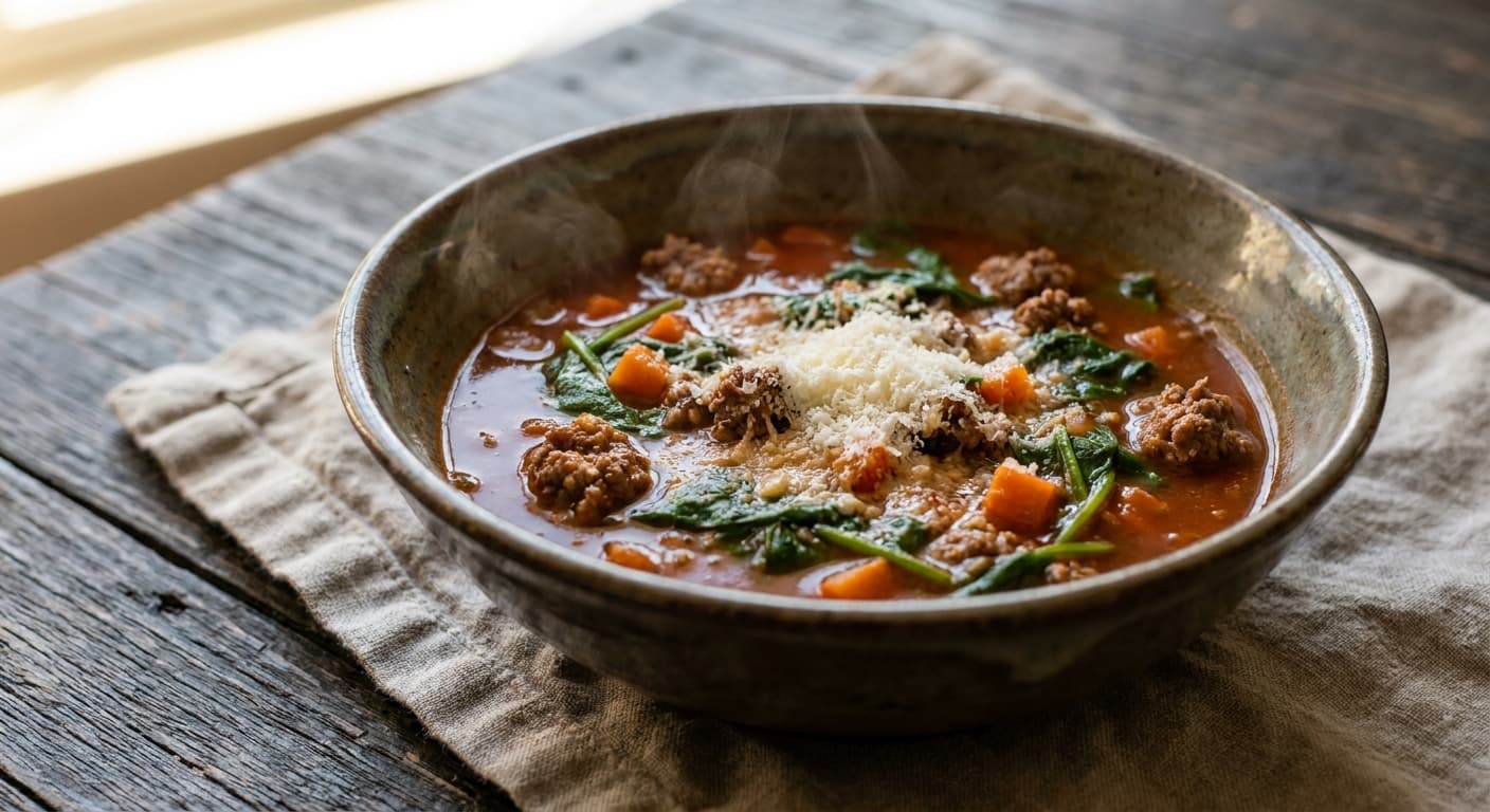 Italian Beef & Spinach Soup
