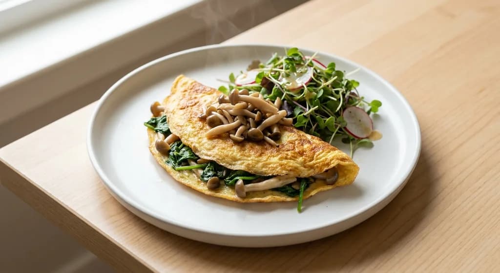 Japanese Mushroom and Spinach Omelette