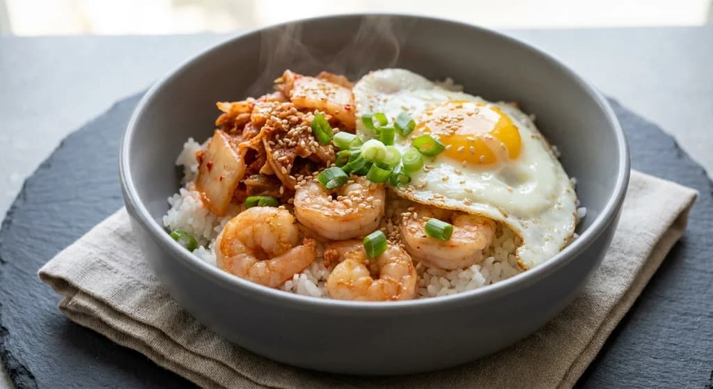 Kimchi Shrimp Rice Bowl