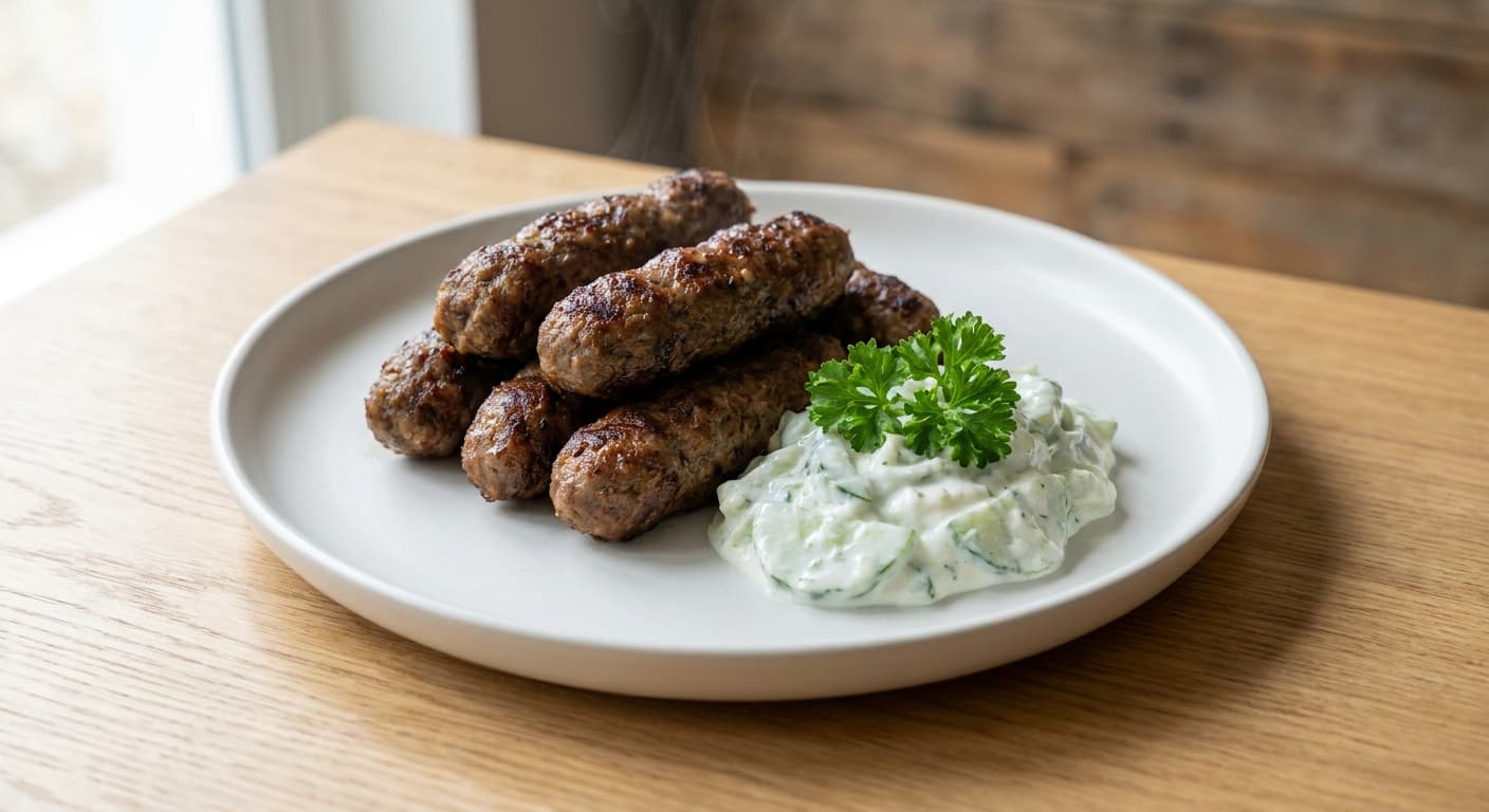 Lamb Kofta with Cucumber and Yoghurt Salad