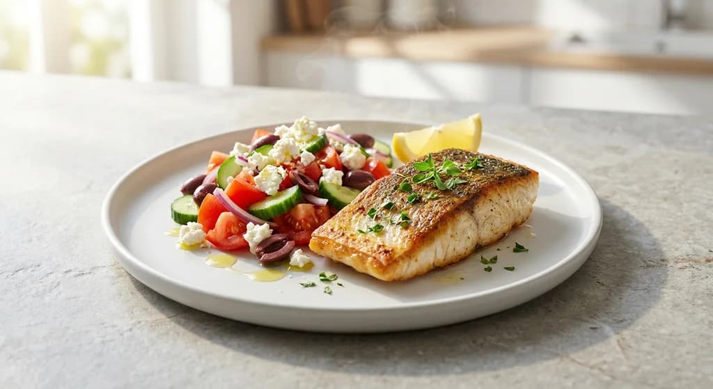 Lemon Barramundi with Greek Salad