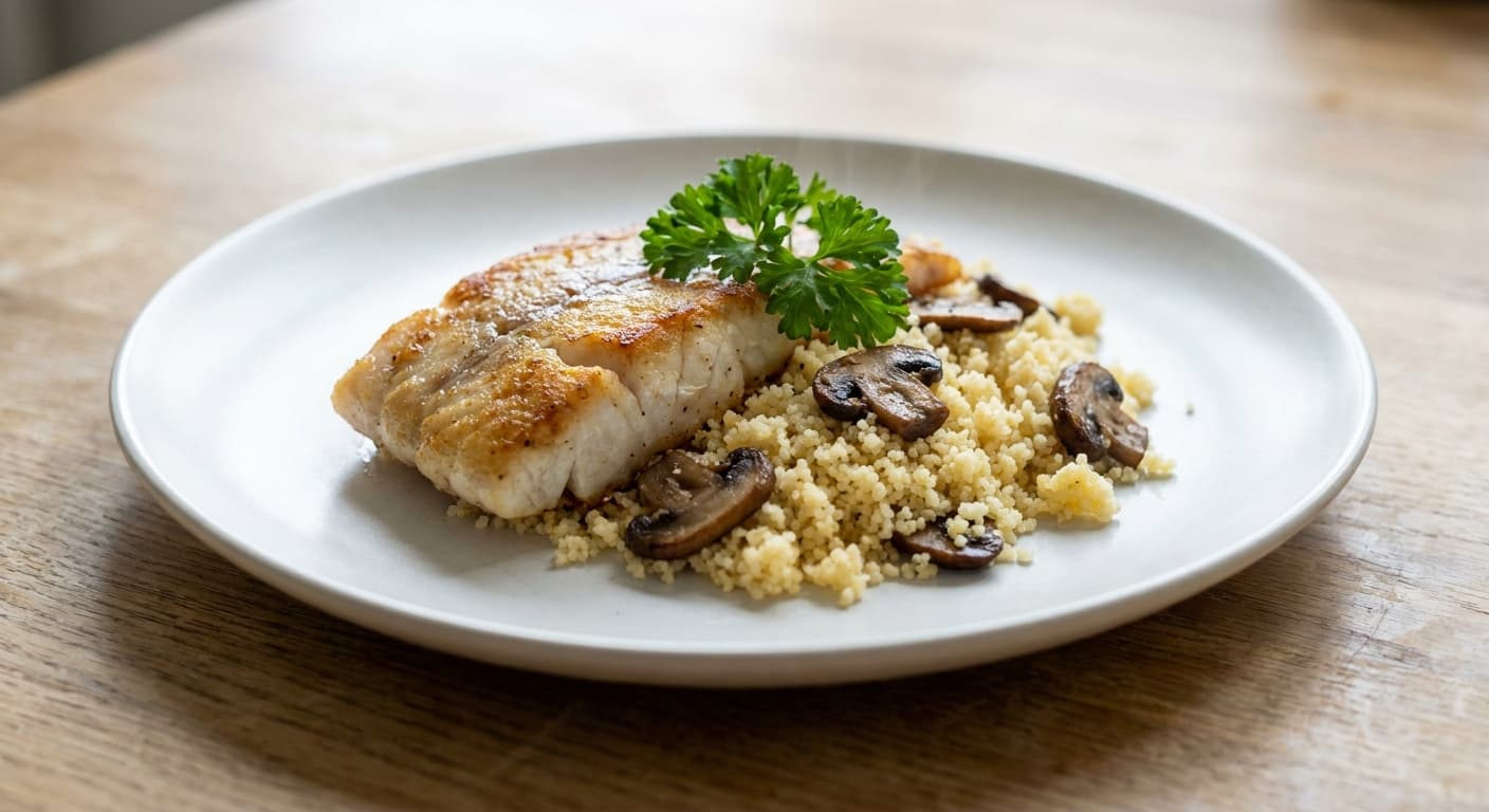 Lemon Blue Grenadier with Mushroom Couscous