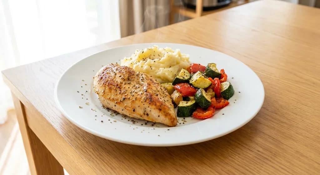 Lemon Herb Chicken with Mashed Potatoes and Vegetables