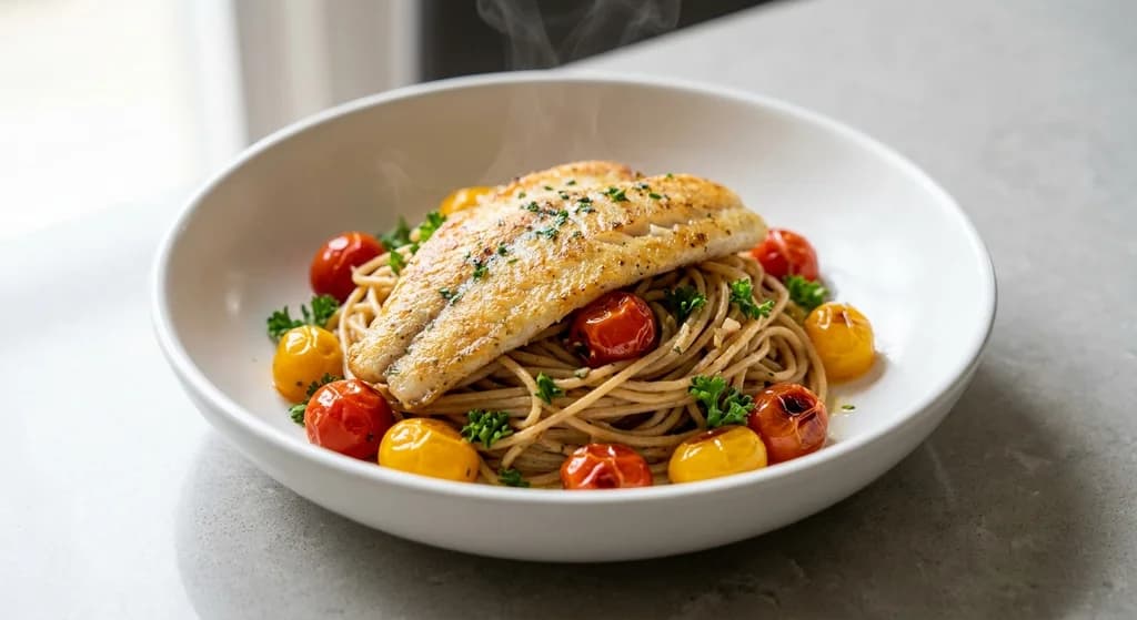 Lemon Whiting with Spaghetti