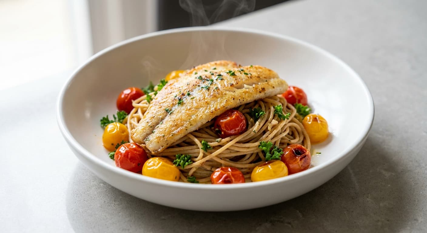 Lemon Whiting with Spaghetti