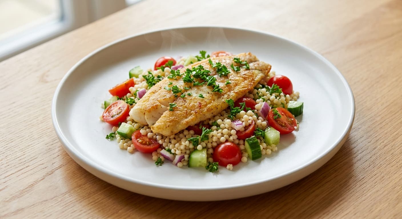 Mediterranean Basa with Couscous Salad