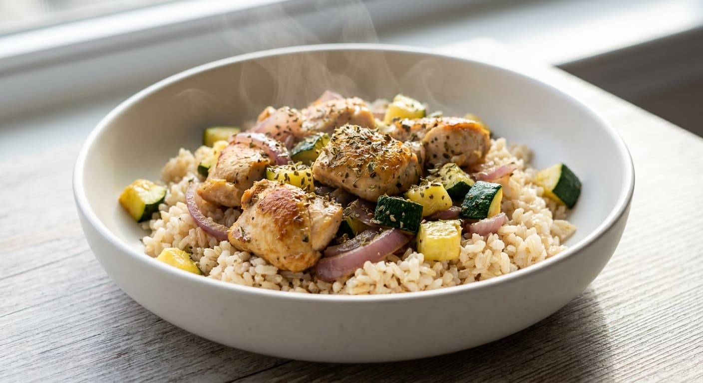 Mediterranean Chicken with Brown Rice