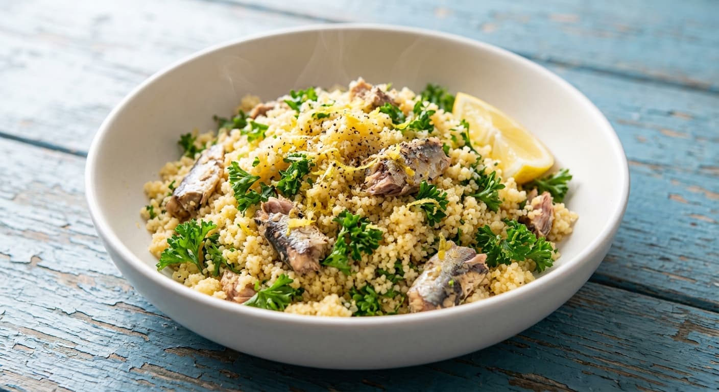 Mediterranean Couscous with Sardines and Lemon