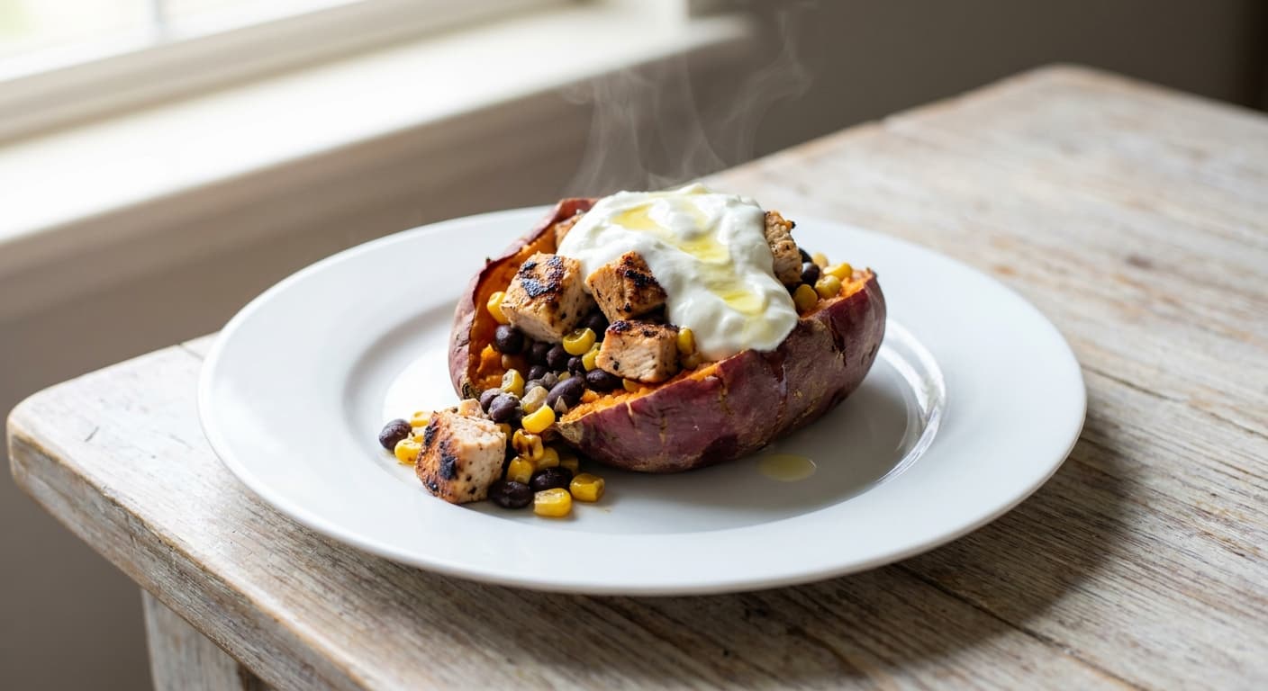 Mexican Chicken Stuffed Sweet Potato