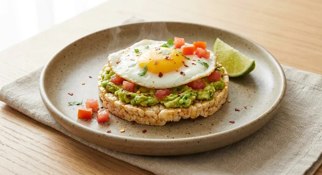 Mexican Egg & Avocado Rice Cake