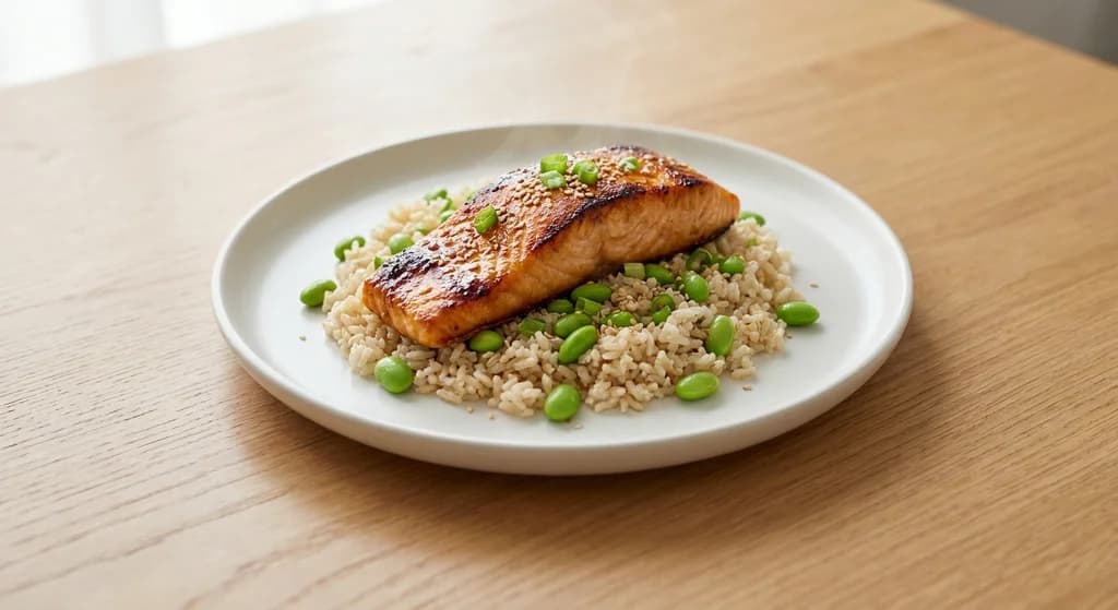 Miso Salmon with Edamame