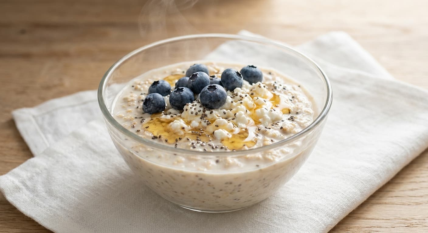 Overnight Oats with Cottage Cheese & Berries