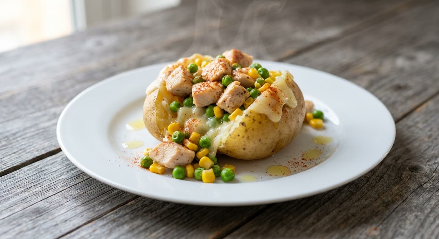 Pea & Chicken Stuffed Potato