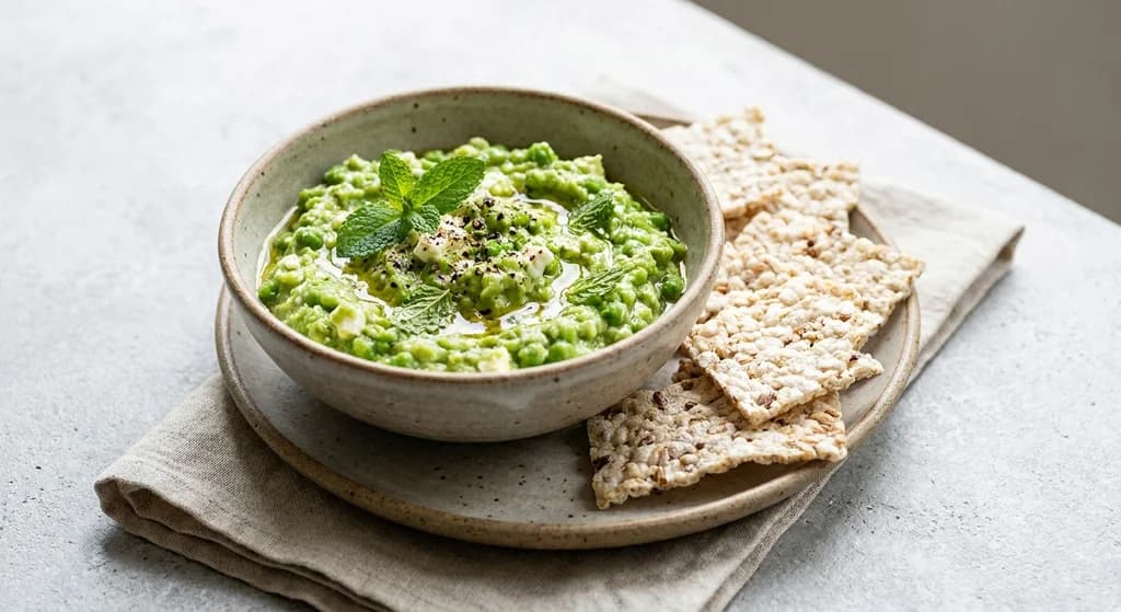 Pea, Mint & Feta Dip with Crackers