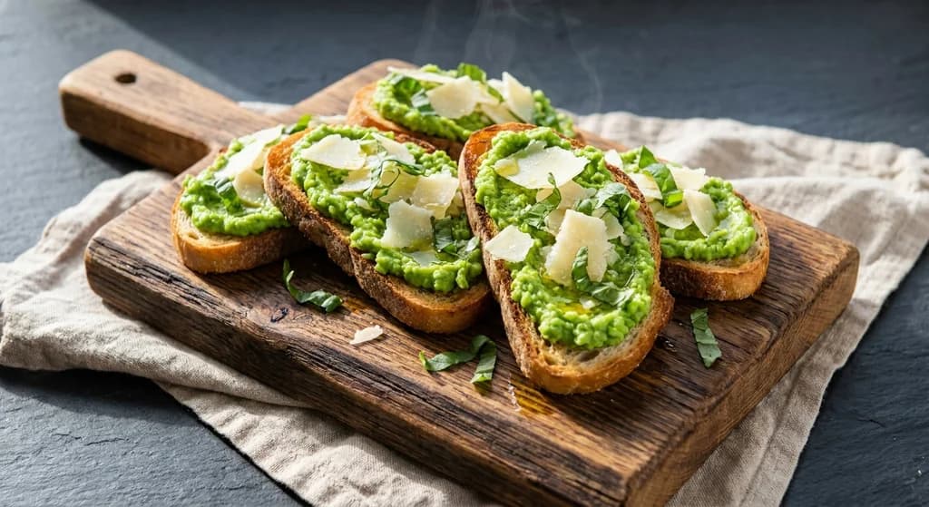 Pea & Parmesan Crostini