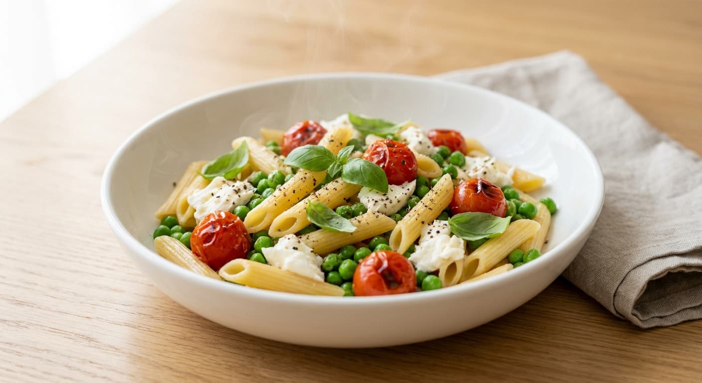 Pea, Tomato & Mozzarella Pasta