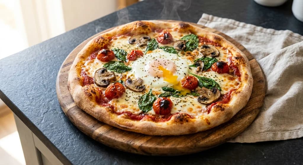 Pizza with Egg & Spinach