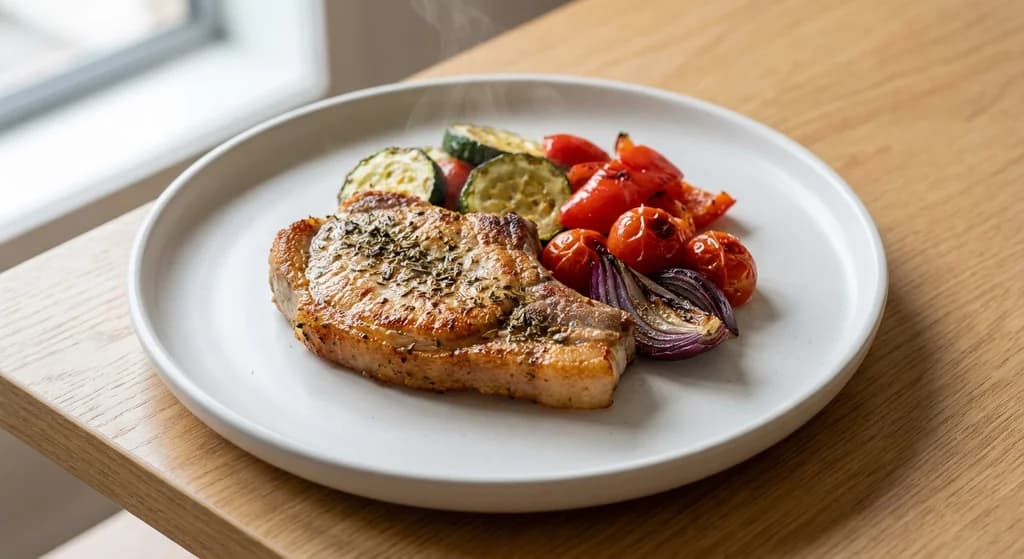 Pork Cutlets with Roasted Vegetables