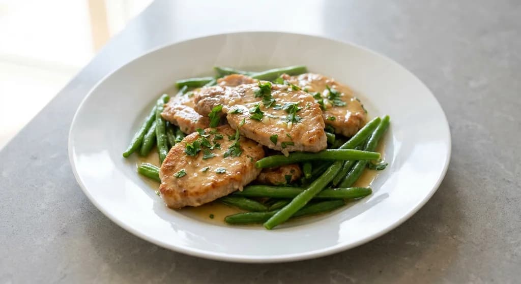 Pork Scaloppine with Lemon and Green Beans