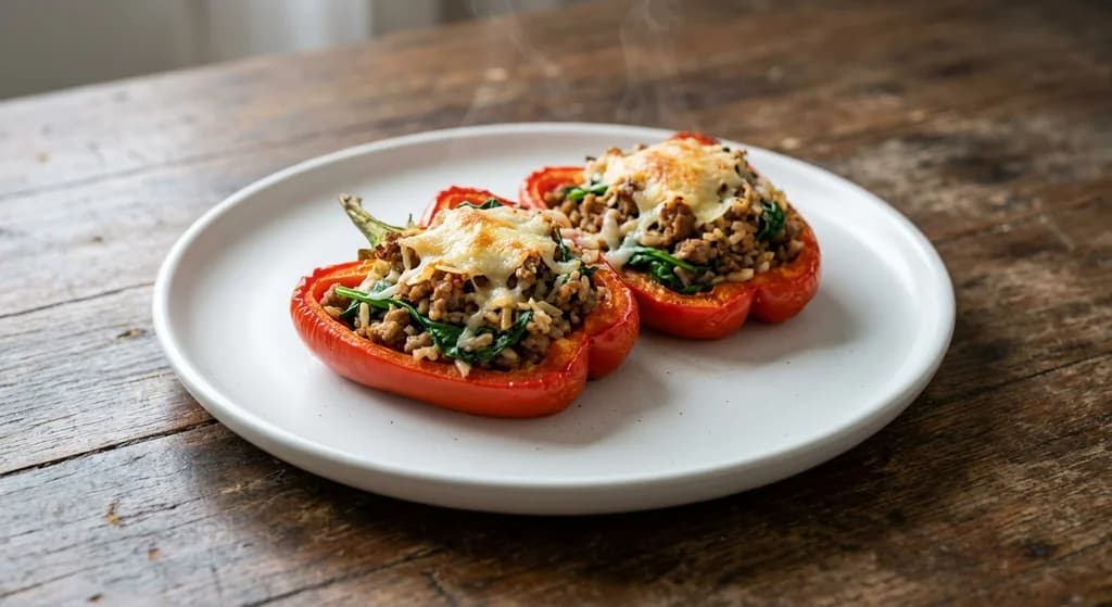 Pork & Spinach Stuffed Capsicum