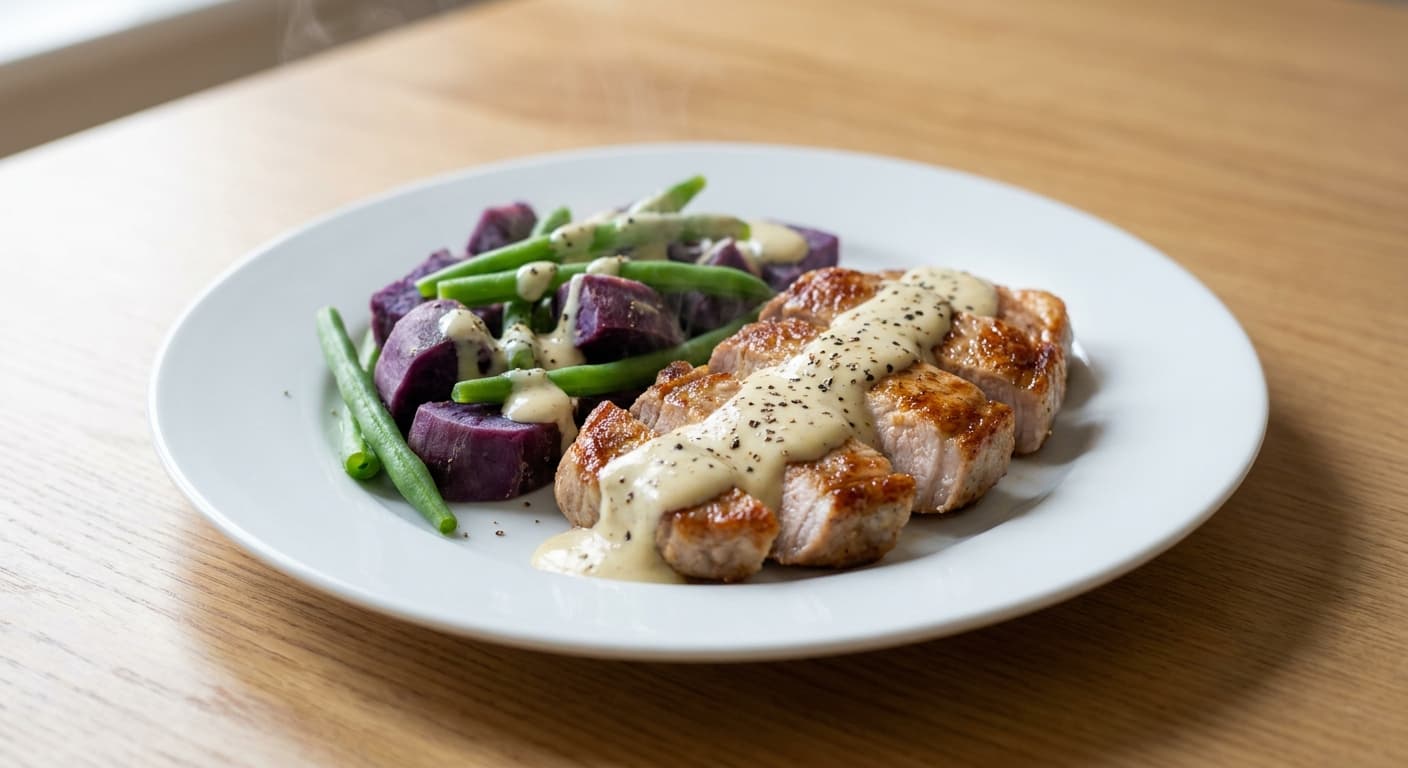 Pork with Honey Mustard Yogurt Sauce