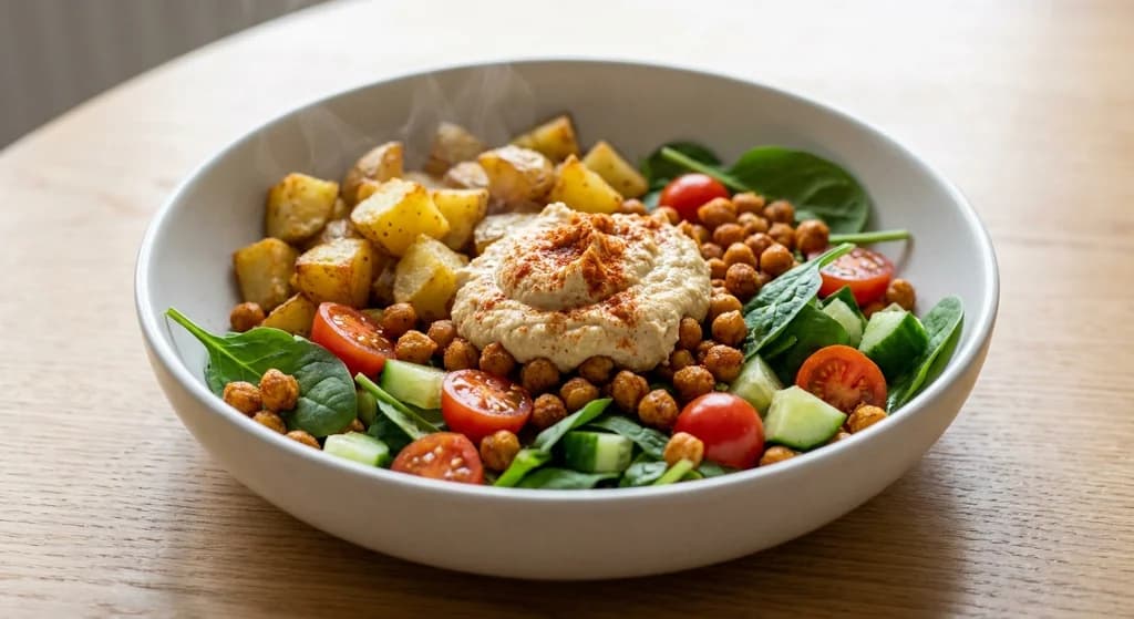 Potato, Chickpea and Hummus Bowl