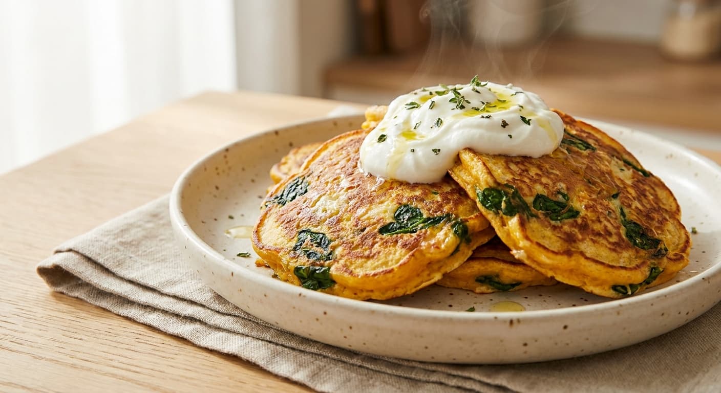Pumpkin & Cottage Cheese Savoury Pancakes