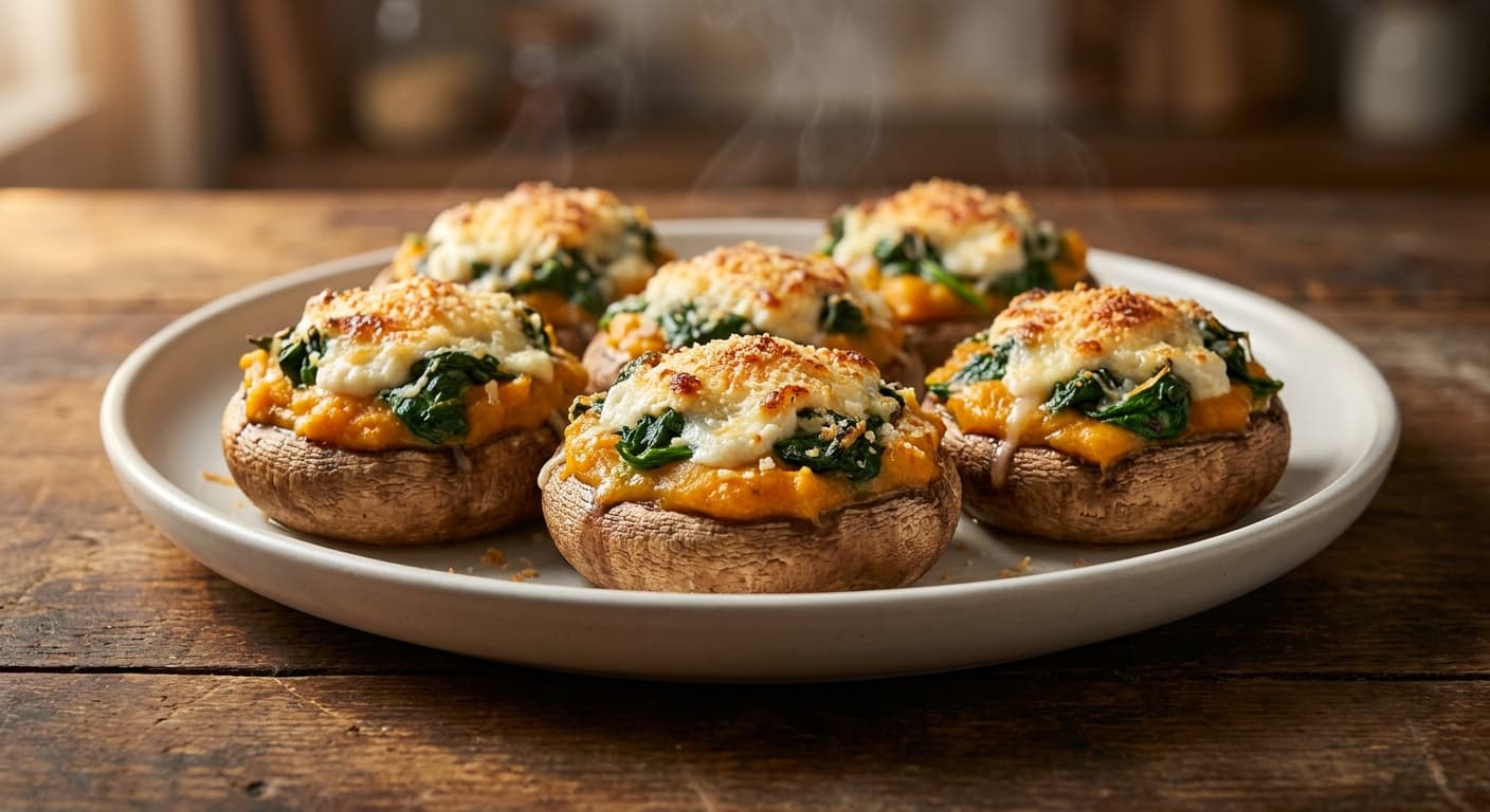 Pumpkin & Spinach Stuffed Mushrooms
