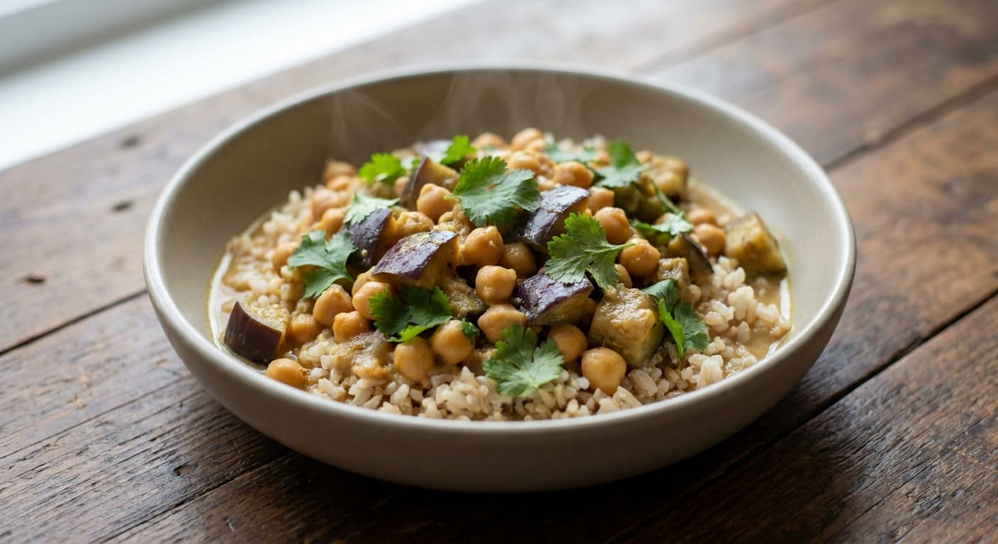 Quick Eggplant and Chickpea Curry