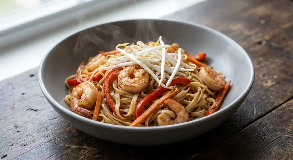 Rice Noodles with Prawns and Vegetables