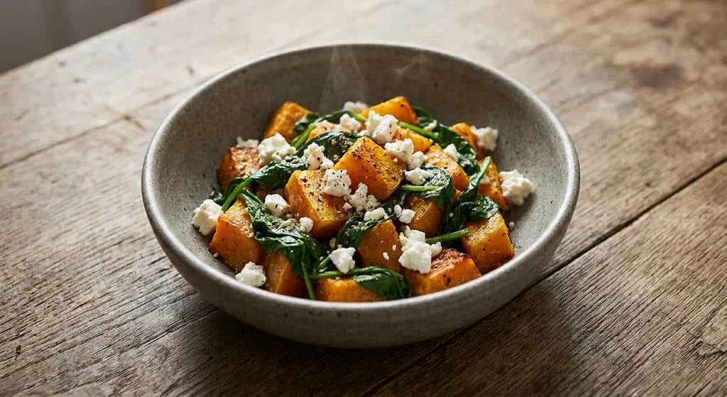 Roasted Pumpkin with Feta and Spinach