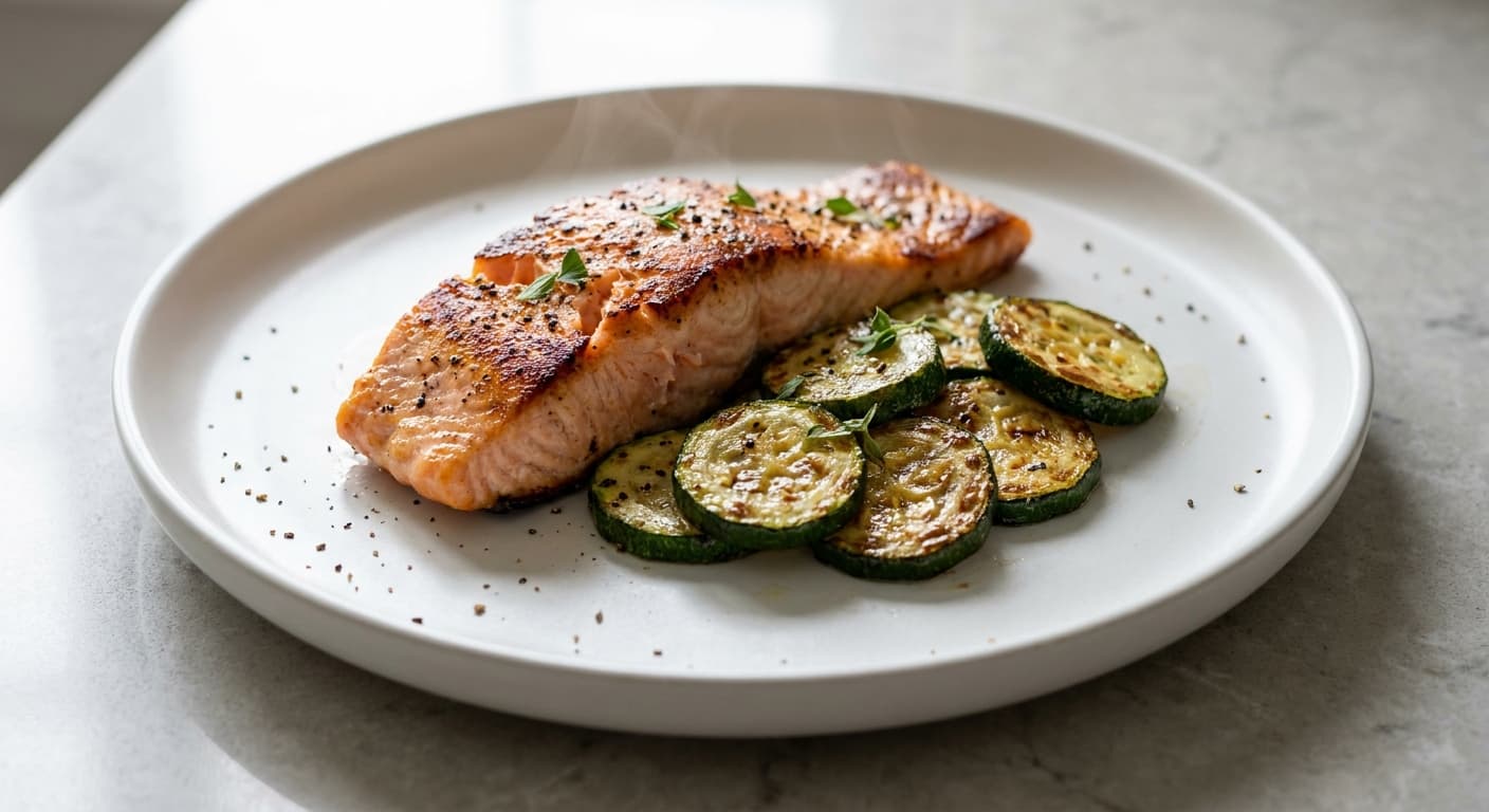 Roasted Zucchini and Salmon Tray Bake