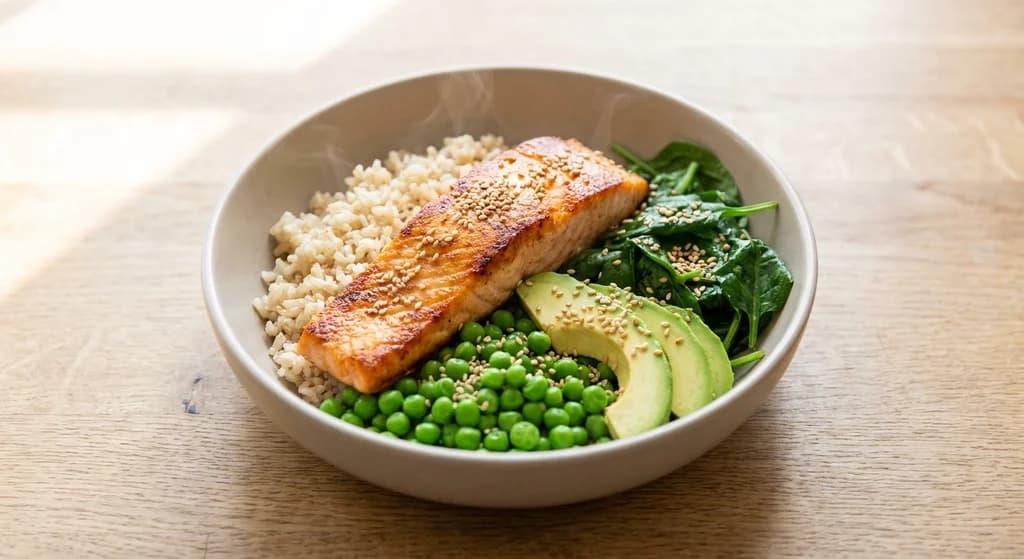 Salmon Bowl with Green Peas & Avocado